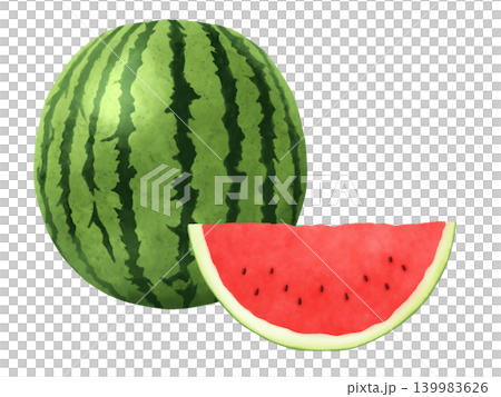 カットされた赤いスイカのイラスト　水彩 139983626