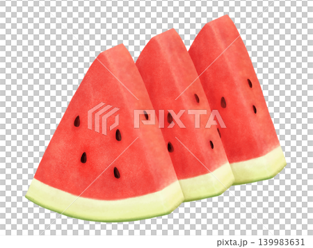 Watercolor illustration of three slices of watermelon. Watercolor illustration of three slices of watermelon. 139983631