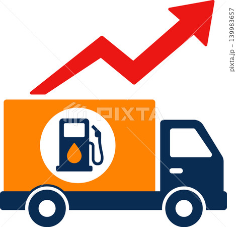 Fuel price increase concept, oil cost rising with delivery truck and gas pump icon, logistics and transportation cost vector illustration Fuel price increase concept, oil cost rising with delivery truck and gas pump icon, logistics and transportation cost vector illustration 139983657