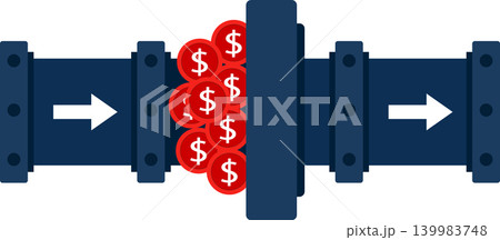 Cash flow blockage concept, financial bottleneck with pipeline and trapped money, liquidity problem and business constraint vector illustration Cash flow blockage concept, financial bottleneck with pipeline and trapped money, liquidity problem and business constraint vector illustration 139983748