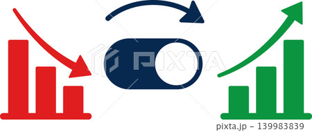 Business recovery concept with toggle switch turning loss into growth, financial turnaround and performance improvement vector illustration Business recovery concept with toggle switch turning loss into growth, financial turnaround and performance improvement vector illustration 139983839