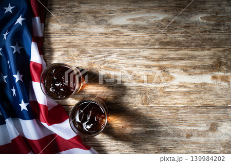 American whiskey cocktails USA flag American whiskey cocktails USA flag 139984202