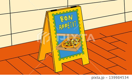 Pizza Restaurant Sidewalk Sign Illustration 139984534
