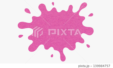 Magenta splash with copy space from textured paper isolated on white background. Abstract cutout stain and splat blot for design 139984757
