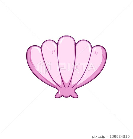 Pink scallop shell icon depicting marine life Pink scallop shell icon depicting marine life 139984830