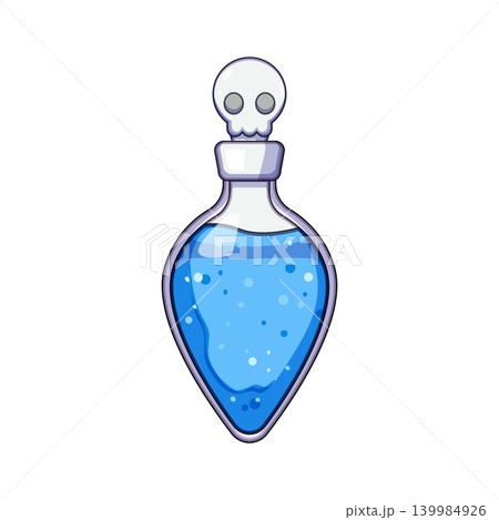 Poison potion bottle with skull stopper and blue liquid Poison potion bottle with skull stopper and blue liquid 139984926