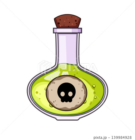 Poison potion bottle with skull warning symbol 139984928