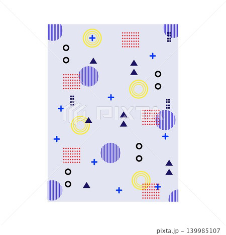 Memphis style pattern featuring geometric shapes and forms Memphis style pattern featuring geometric shapes and forms 139985107
