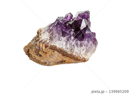 Amethyst Crystal Druse  macro mineral on white background 139985209