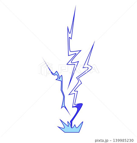 Dynamic lightning striking ground creating electric impact Dynamic lightning striking ground creating electric impact 139985230