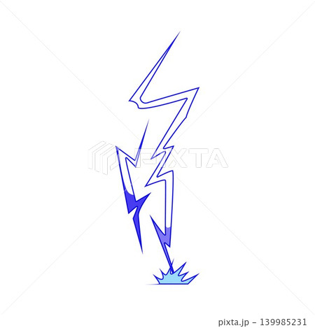 Blue lightning bolt striking ground with impact Blue lightning bolt striking ground with impact 139985231