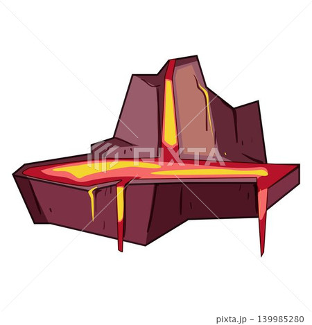 Lava flow on rock platform game asset 139985280