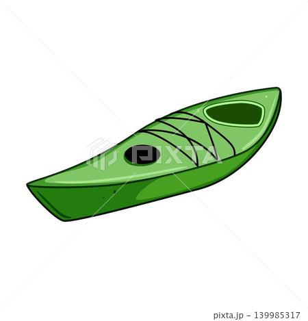 Green kayak, outdoor water sport equipment cartoon 139985317
