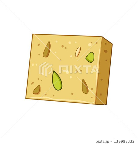 Indian sweet barfi dessert featuring nuts illustration Indian sweet barfi dessert featuring nuts illustration 139985332