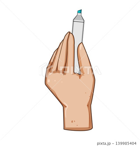 Hand holding marker pen for highlighting information 139985404