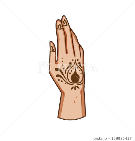 Hand with traditional body art on white background Hand with traditional body art on white background 139985417