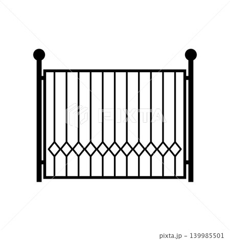 Black silhouette decorative metal fence icon design Black silhouette decorative metal fence icon design 139985501