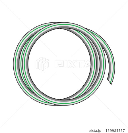 Coiled garden hose preparing for watering tasks Coiled garden hose preparing for watering tasks 139985557