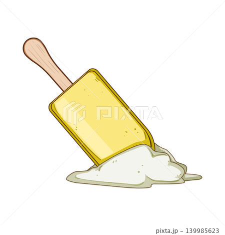 Fallen melting yellow ice cream popsicle summer dessert Fallen melting yellow ice cream popsicle summer dessert 139985623