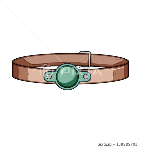 Dog collar illustration with green tag and buckle Dog collar illustration with green tag and buckle 139985703