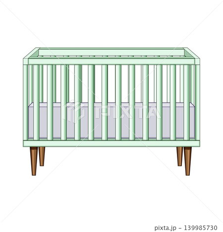 Baby crib with mattress for nursery room design Baby crib with mattress for nursery room design 139985730