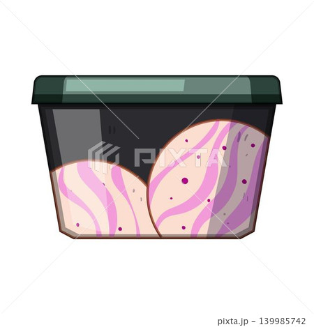Ice cream tub with berry swirl dessert packaging Ice cream tub with berry swirl dessert packaging 139985742