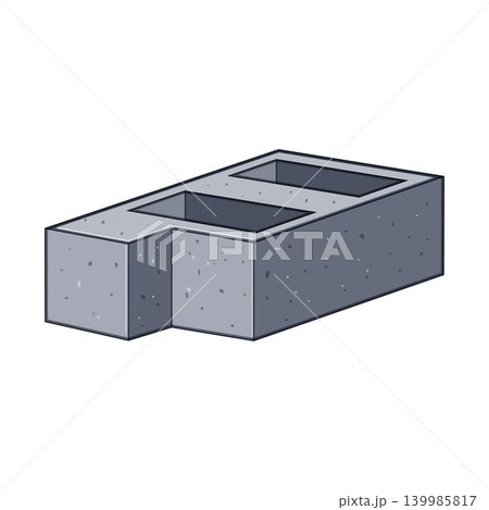 L shaped concrete block displaying building construction material 139985817