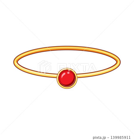 Golden bracelet with round red gemstone illustration Golden bracelet with round red gemstone illustration 139985911
