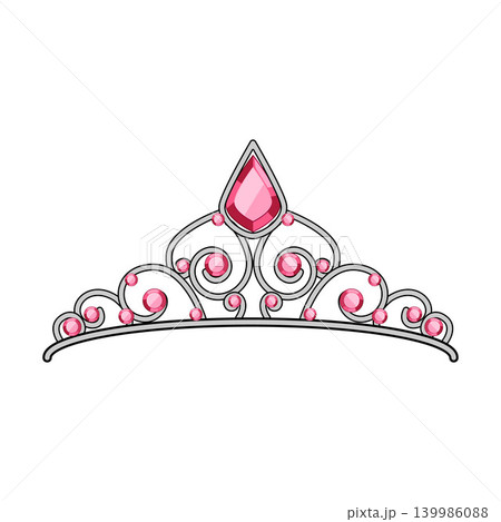 Crown tiara with pink jewels for celebration 139986088