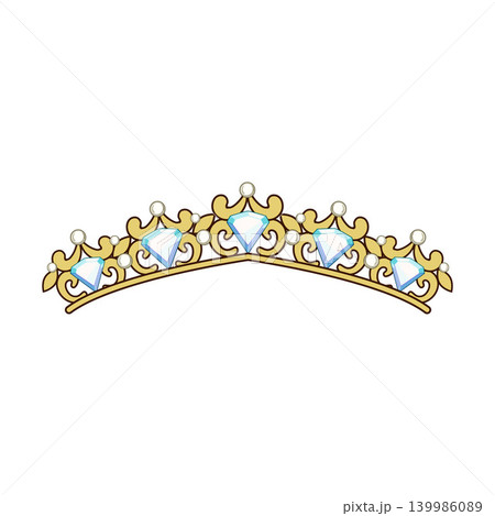 Golden wedding tiara decorating a bride head Golden wedding tiara decorating a bride head 139986089