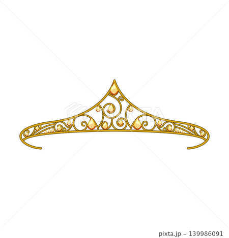 Golden tiara decorating headwear for special occasions 139986091