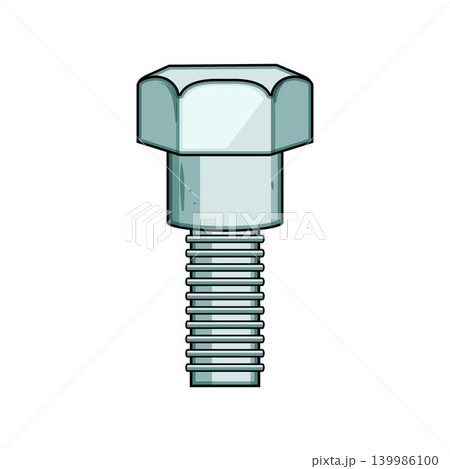 Metal bolt fastener illustration for mechanical engineering construction 139986100