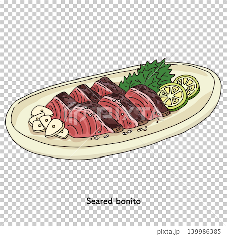 手描き線画風のカツオのたたき 高知名物秋グルメ 手描き線画風のカツオのたたき 高知名物秋グルメ 139986385