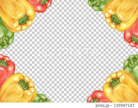 Yellow peppers and cabbage watercolor rectangular frame with decorative harvest arrangement and central space for text. Suitable for menu templates, invitations, recipe cards and seasonal projects. Yellow peppers and cabbage watercolor rectangular frame with decorative harvest arrangement and central space for text. Suitable for menu templates, invitations, recipe cards and seasonal projects. 139987187