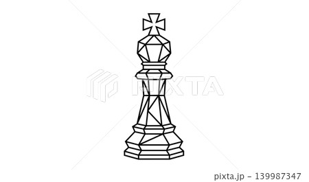 Geometric wireframe chess king piece low poly line art illustration Geometric wireframe chess king piece low poly line art illustration 139987347