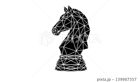 Geometric low poly chess knight piece left facing abstract vector Geometric low poly chess knight piece left facing abstract vector 139987357