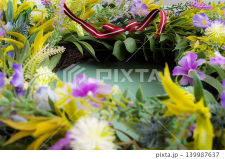 Midsummer Wreath with Maypole Ribbons. Midsummer Wreath with Maypole Ribbons. 139987637