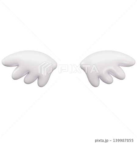 White cartoon angel wings in a 3D render. Symbol of purity, flight, hope, and spirituality White cartoon angel wings in a 3D render. Symbol of purity, flight, hope, and spirituality 139987855