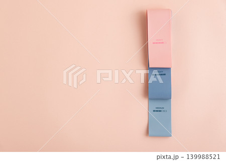 Colorful resistance bands displaying resistance levels for fitness Colorful resistance bands displaying resistance levels for fitness 139988521