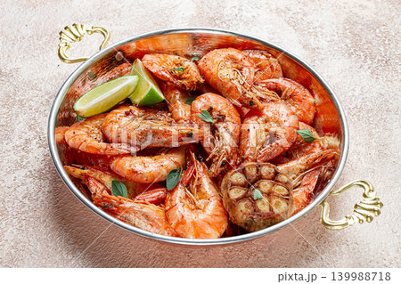 fried tiger prawns, with spices, homemade, top view, fried tiger prawns, with spices, homemade, top view, 139988718