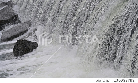 河川の氾濫・増水　溢水　越水　A river overflows 139988798