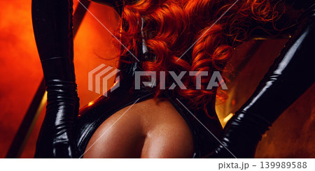 Bdsm style woman in black latex with naked booty Bdsm style woman in black latex with naked booty 139989588