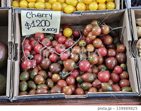 Cordoba, Argentina - April 9, 2026: red cherry tomatoes for sale at market Cordoba, Argentina - April 9, 2026: red cherry tomatoes for sale at market 139989825