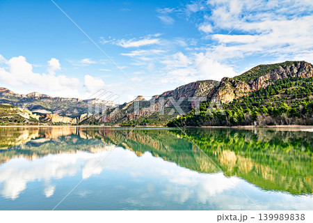 Landscape of the reservoir in the Sant Llorenc de Montgai Natural Reserve, Noguera region, Lleida, Catalonia Landscape of the reservoir in the Sant Llorenc de Montgai Natural Reserve, Noguera region, Lleida, Catalonia 139989838
