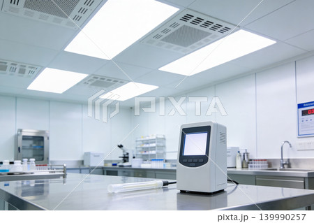 Scientist in sterile lab uses pipette for precise liquid handling and analysis 139990257