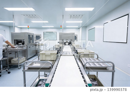 Automated pharmaceutical production line in a sterile cleanroom environment 139990378