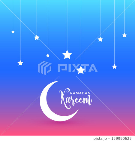 beautiful ramadan kareem design with moon and stars beautiful ramadan kareem design with moon and stars 139990625