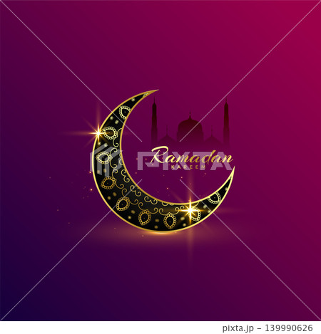 beautiful shiny golden moon ramadan kareem greeting beautiful shiny golden moon ramadan kareem greeting 139990626
