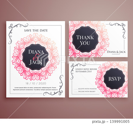 wedding invitation card template design set 139991005