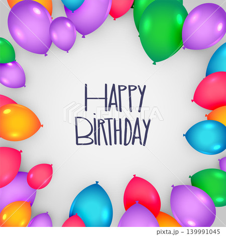 happy birthday card design with colorful balloons happy birthday card design with colorful balloons 139991045